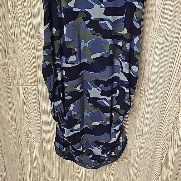 Venus Blue Multi Ruched Tank Dress Blue Multi Camo Womens Plus Size 2X NEW - Picture 4 of 11